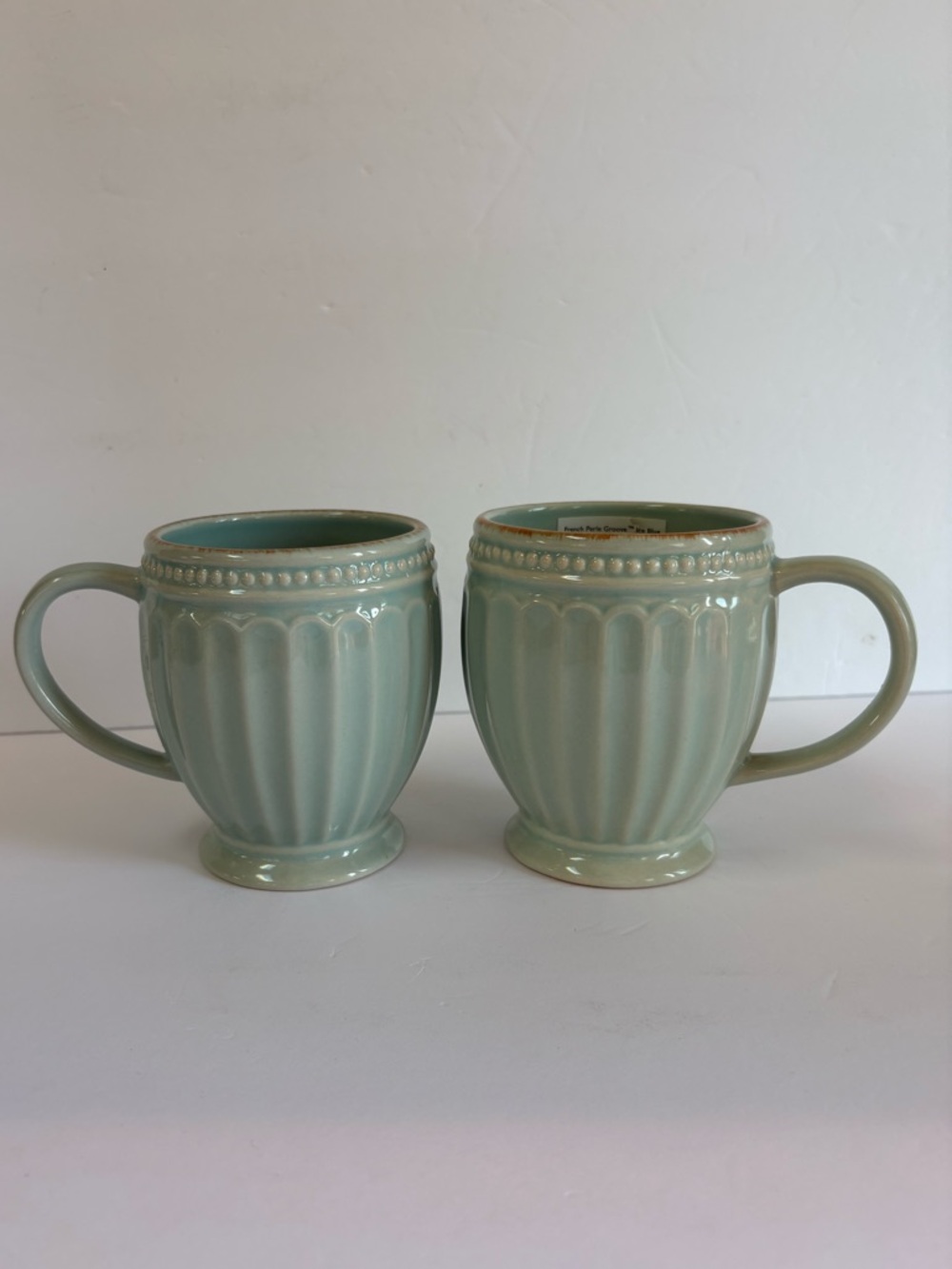 Brand New Set of 2 Lenox French Perle Groove Mugs